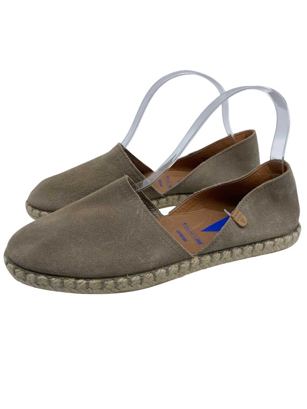 Verbenas Womens Shoes Espadrille Slip On Sz 7.5 Stone Tan Suede Leather D'Orsay
